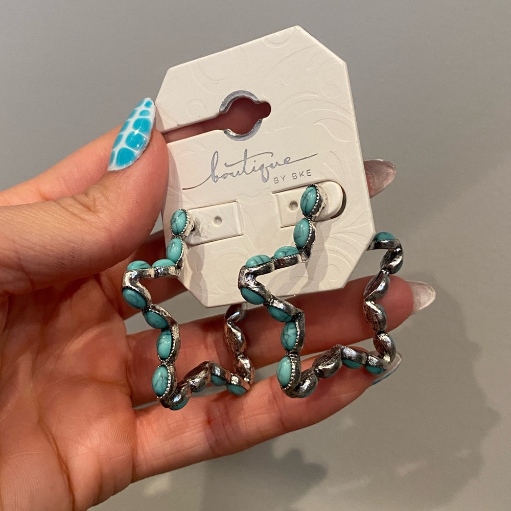 Buckle turquoise and silver star earring